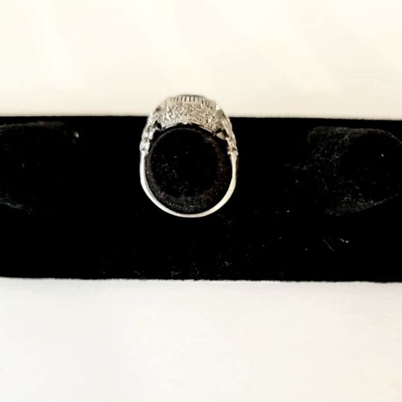 Art deco Silver Sapphire Ring - Picture 4 of 10